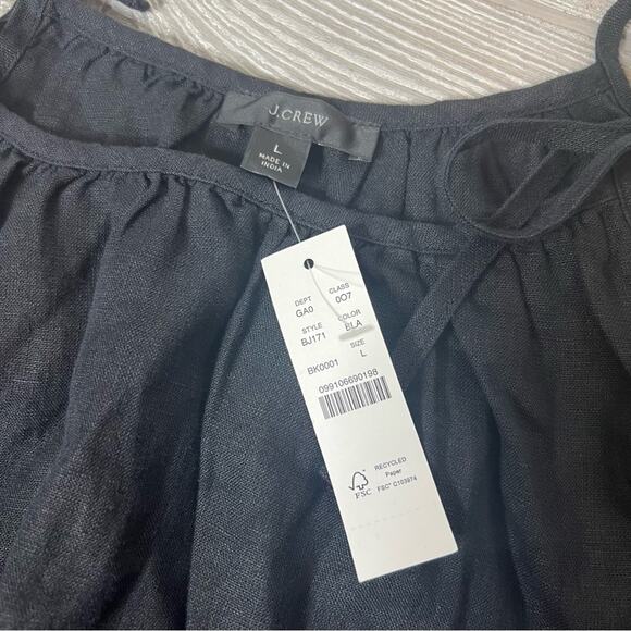 NWT J. Crew Cutout linen tank top black sz L - Picture 5 of 7
